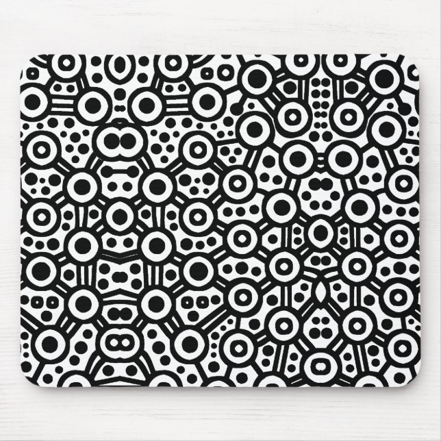 Alfombrilla De Ratón Circuito alienígena III - Negro sobre blanco (Frente)