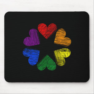 Alfombrilla De Ratón Círculo de arcoíris de corazones amor orgullo gay