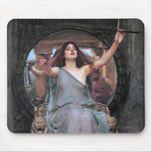 Alfombrilla De Ratón Círculo ofreciendo la copa a Odysseus, Waterhouse