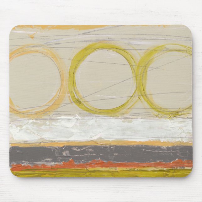 Alfombrilla De Ratón Círculos amarillos y Naranjas sobre fondo multicol (Frente)