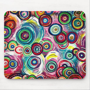 Alfombrilla De Ratón Círculos coloridos y relámpagos arte abstracto ori