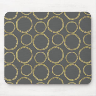 Alfombrilla De Ratón Círculos de oro y moda moderna gris