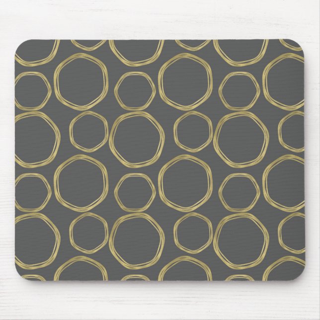 Alfombrilla De Ratón Círculos de oro y moda moderna gris (Frente)