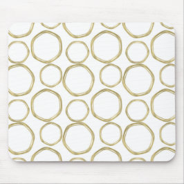 Alfombrilla De Ratón Círculos Dorados Sobre Moderno Blanco