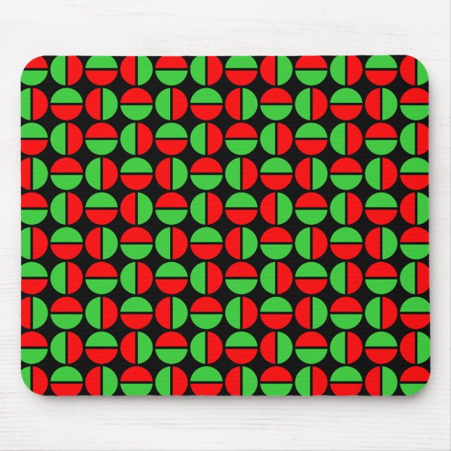 Alfombrilla De Ratón Círculos giratorios - Rojo y Verde sobre negro (Frente)