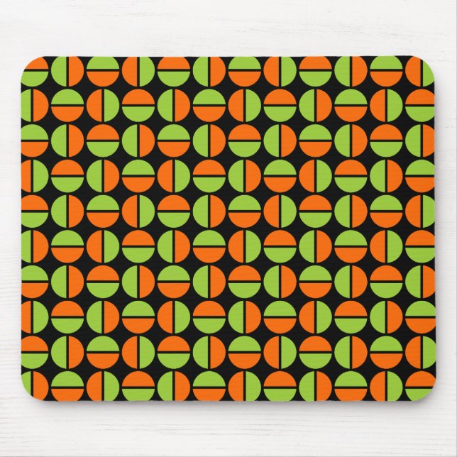 Alfombrilla De Ratón Círculos giratorios - Verde y Naranja en negro (Frente)