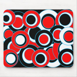 Alfombrilla De Ratón Círculos Mod Rojo Negro y Blanco