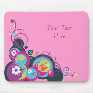 Alfombrilla De Ratón Círculos, remolinos y flores retros