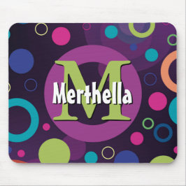 Alfombrilla De Ratón Círculos vibrantes anillos retro PURPLE personaliz