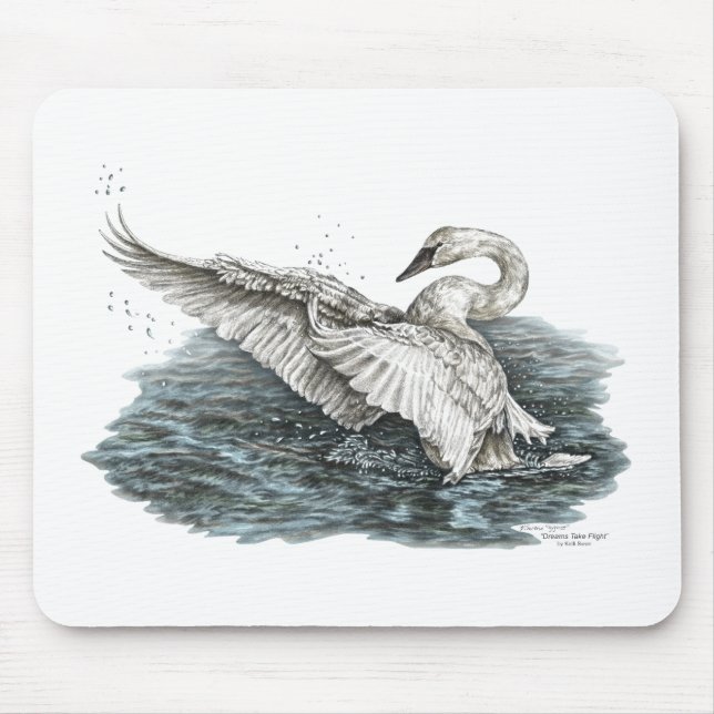 Alfombrilla De Ratón Cisne blanco sobre el agua (Frente)
