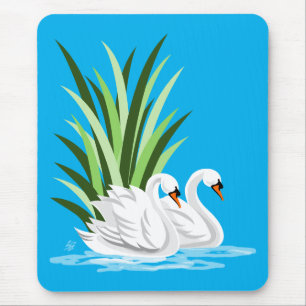 Alfombrilla De Ratón Cisne Blanco Sobre El Momo De Agua