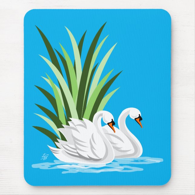 Alfombrilla De Ratón Cisne Blanco Sobre El Momo De Agua (Frente)
