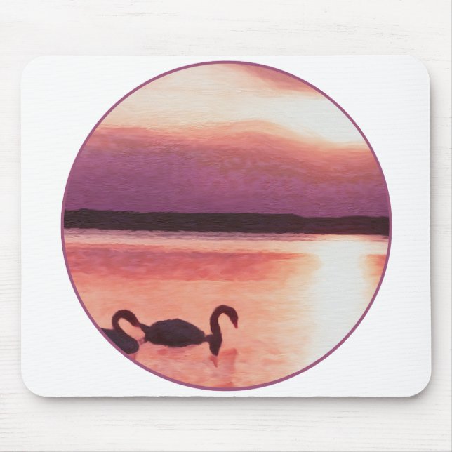 Alfombrilla De Ratón Cisnes al atardecer (Frente)