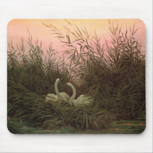 Alfombrilla De Ratón Cisnes en las cañas, c.1820
