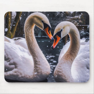Alfombrilla De Ratón Cisnes románticos en un país maravillosamente inve