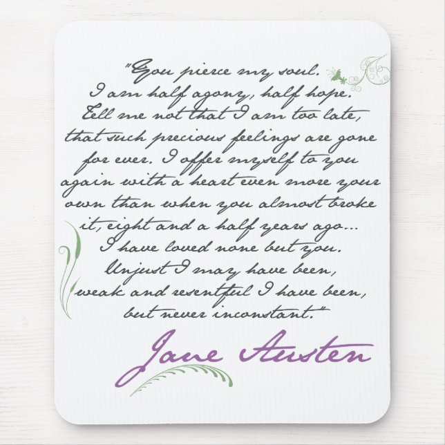 Alfombrilla De Ratón Cita #1 de la persuasión de Jane Austen (Frente)