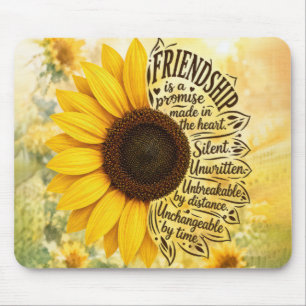 Alfombrilla De Ratón Cita de amistad de girasol