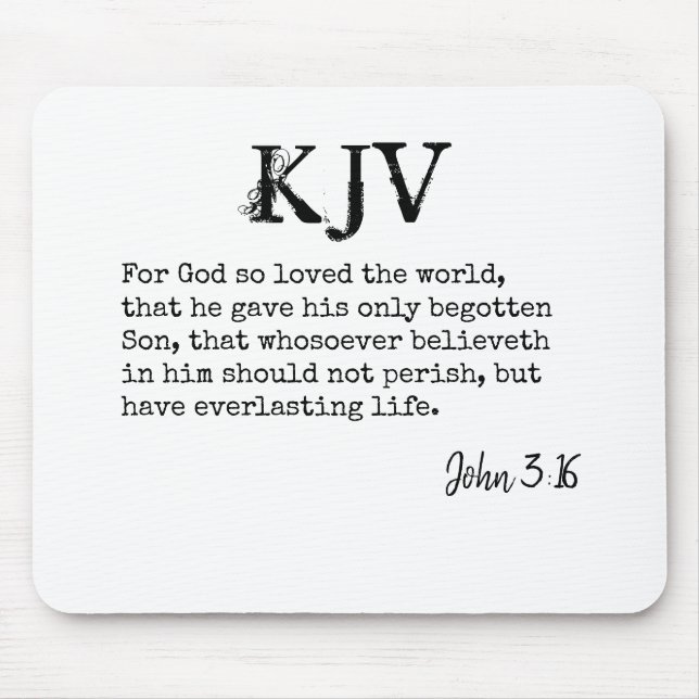 Alfombrilla De Ratón Cita de la Biblia de John 3:16 - Se puede personal (Frente)