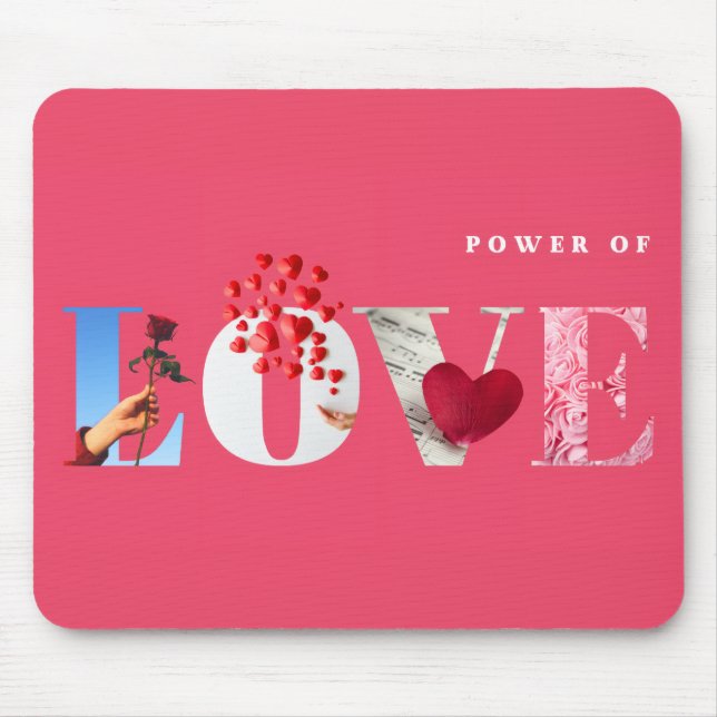 Alfombrilla De Ratón Cita del Poder del Amor Romántico Rosa Caliente An (Frente)