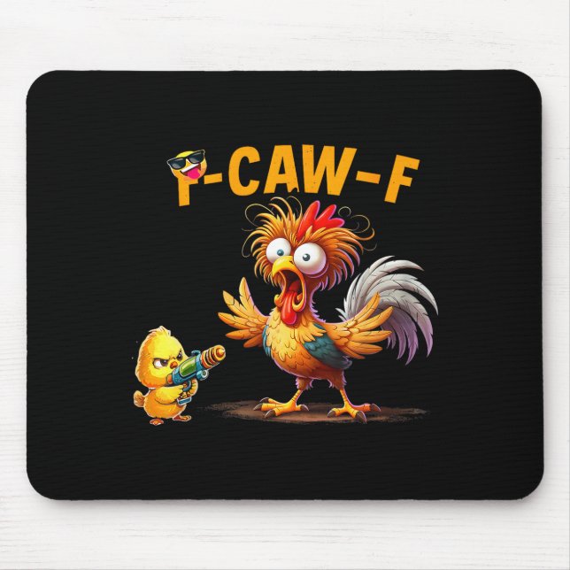 Alfombrilla De Ratón Cita Divertida de Humor de Pollo Gallo Meme Caw F  (Frente)