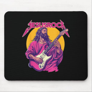Alfombrilla De Ratón Cita divertida de la Retro Cristiana Jesús Rock Ba
