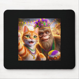 Alfombrilla De Ratón Cita Divertida de Mardi Gras Selfie Gato Bigfoot _