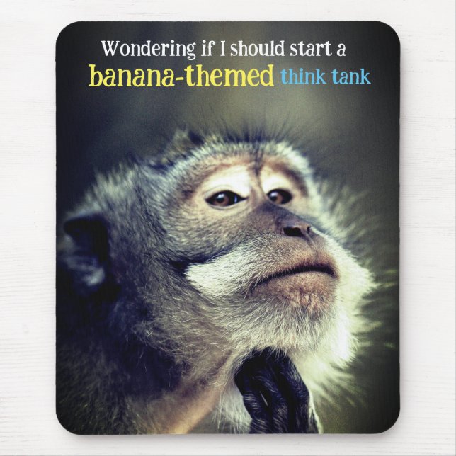 Alfombrilla De Ratón Cita divertida de pensamiento de mono (Frente)