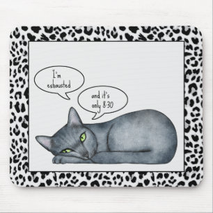 Alfombrilla De Ratón Cita divertida Gris Blue Cat Mousepad