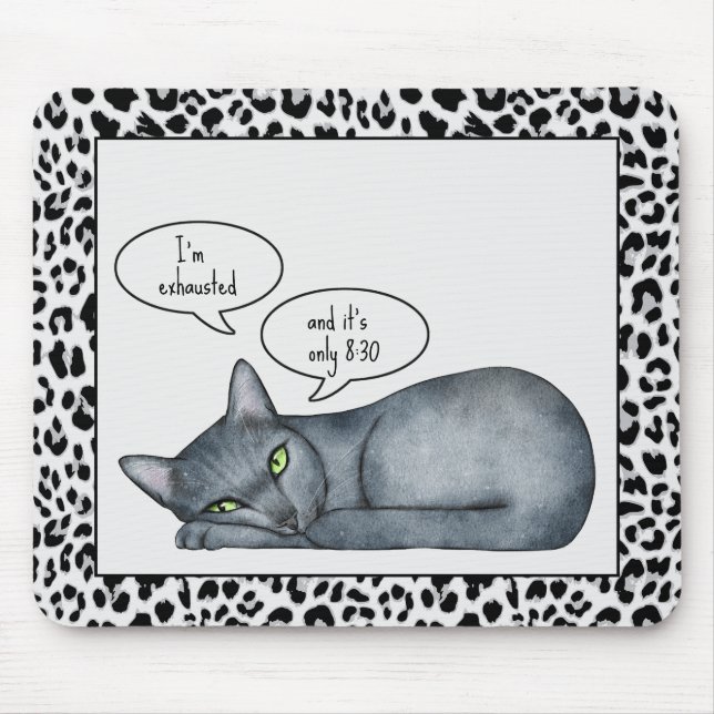 Alfombrilla De Ratón Cita divertida Gris Blue Cat Mousepad (Frente)