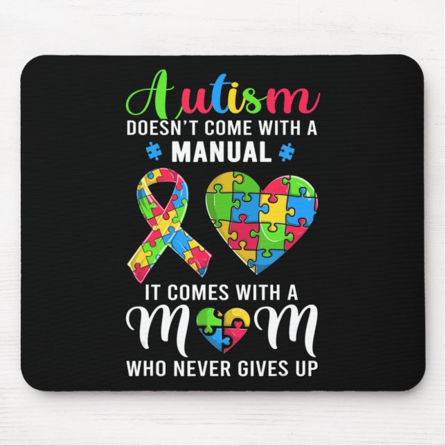 Alfombrilla De Ratón Cita inspiradora Autismo Mamá Camisa Autismo Aware (Frente)
