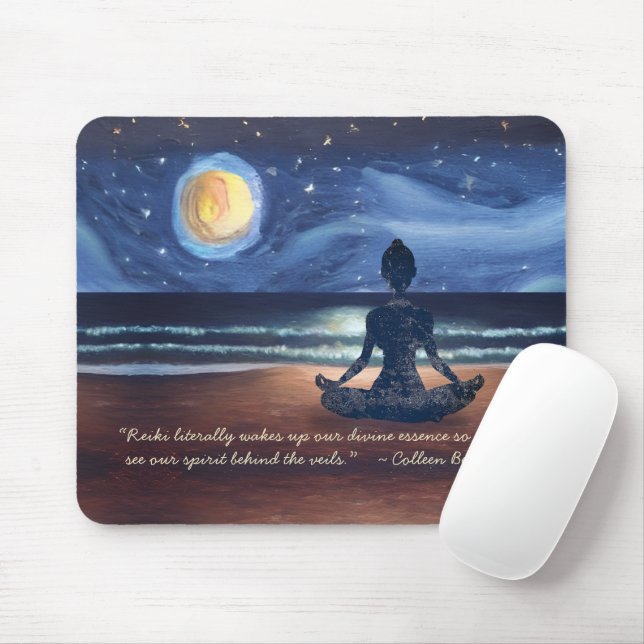 Alfombrilla De Ratón Cita pacífica de la luna de la meditación del yoga (Con ratón)