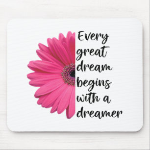 Alfombrilla De Ratón Citas de Dreamer Pink Daisy Sayings