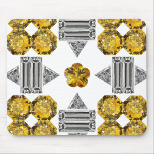 Alfombrilla De Ratón Citrino Diamante Gemstone Art, Amarillo