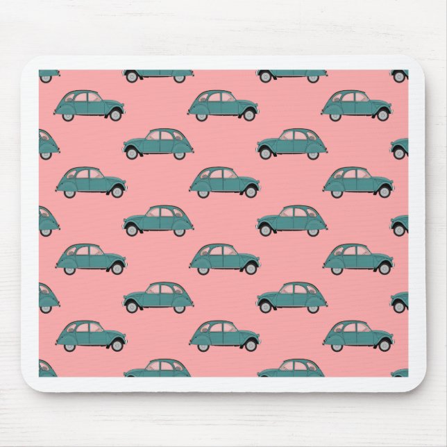 Alfombrilla De Ratón Citroen 2CVs - Verde en el rosa - coches (Frente)