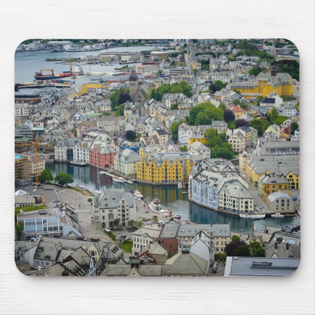 Alfombrilla De Ratón Ciudad Alesund, mousepad de Nouveau del arte de (Frente)