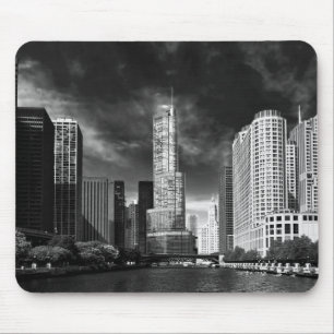 Alfombrilla De Ratón Ciudad - Chicago IL - Trump Tower BW