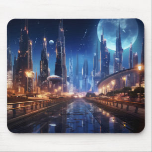 Alfombrilla De Ratón Ciudad Nocturna de Ciencia Ficción