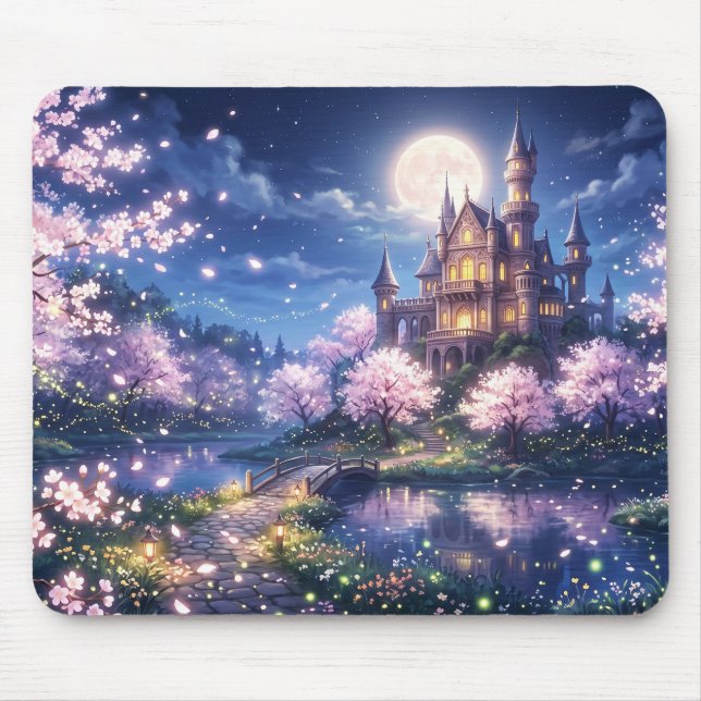 Alfombrilla De Ratón Ciudad y castillo de fantasía (Frente)