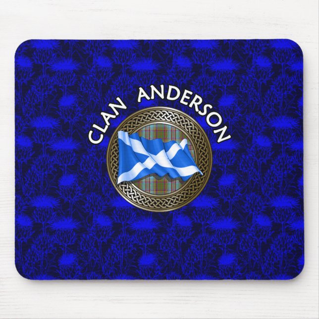 Alfombrilla De Ratón Clan Anderson Tartan Knot & Flag (Frente)