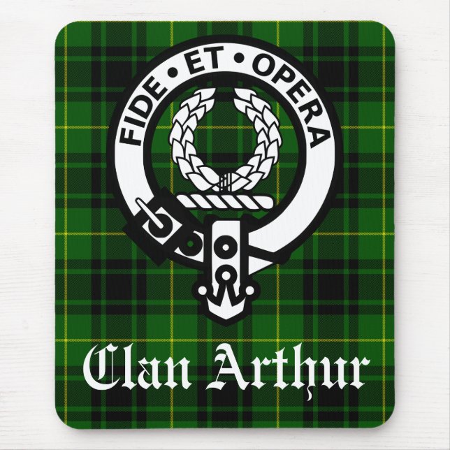 Alfombrilla De Ratón Clan Arthur Escudo Badge & Tartán (Frente)