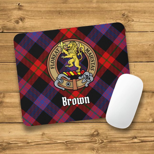 Alfombrilla De Ratón Clan Brown Escudo sobre Tartán (Subido por el creador)