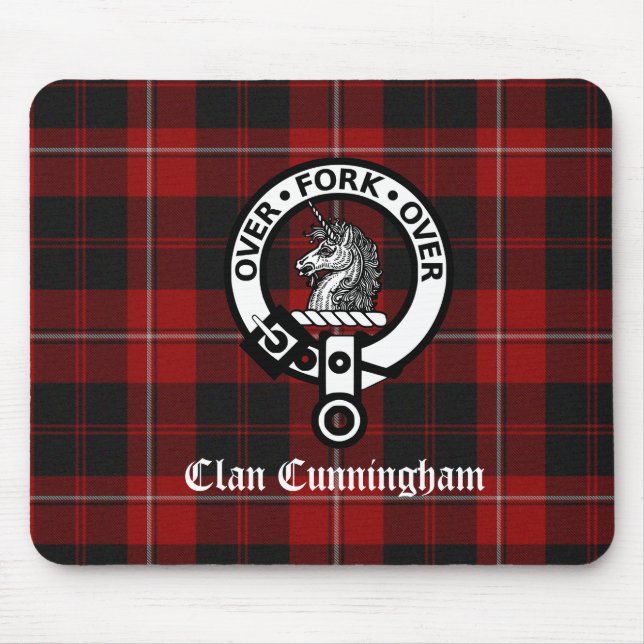 Alfombrilla De Ratón Clan Cunningham Badge & Tartan (Frente)