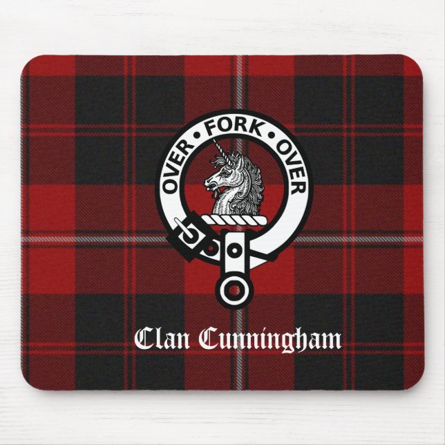 Alfombrilla De Ratón Clan Cunningham Badge & Tartan (Frente)