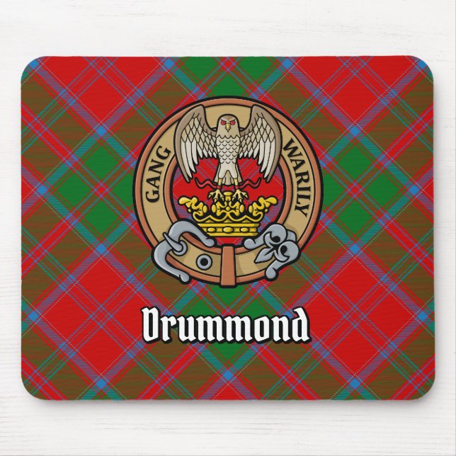 Alfombrilla De Ratón Clan Drummond Escudo sobre Tartán (Frente)