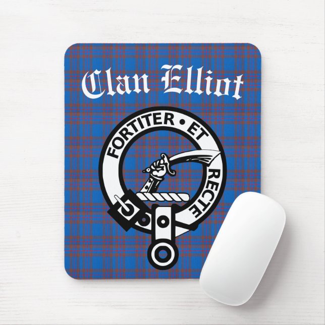 Alfombrilla De Ratón Clan Elliot Escudo Badge & Tartán (Con ratón)