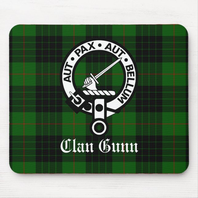 Alfombrilla De Ratón Clan Gunn Escudo Badge y Tartán (Frente)