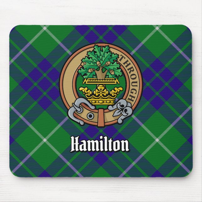 Alfombrilla De Ratón Clan Hamilton Escudo sobre la caza de tartán (Frente)