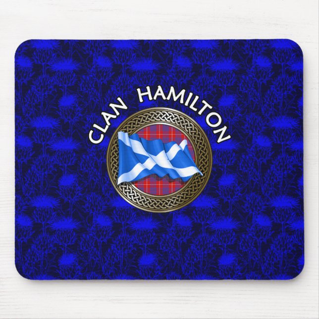 Alfombrilla De Ratón Clan Hamilton Tartan Knot & Flag (Frente)