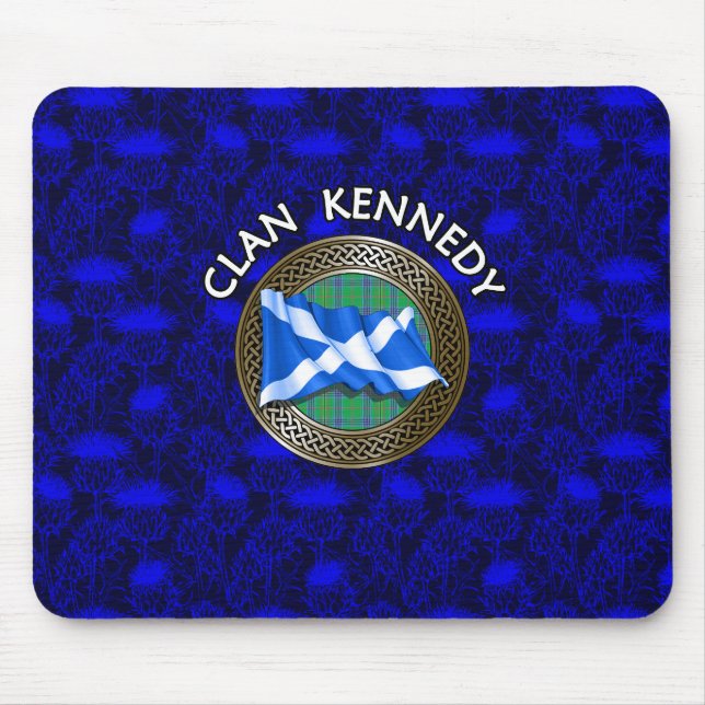 Alfombrilla De Ratón Clan Kennedy Tartan Knot & Flag (Frente)