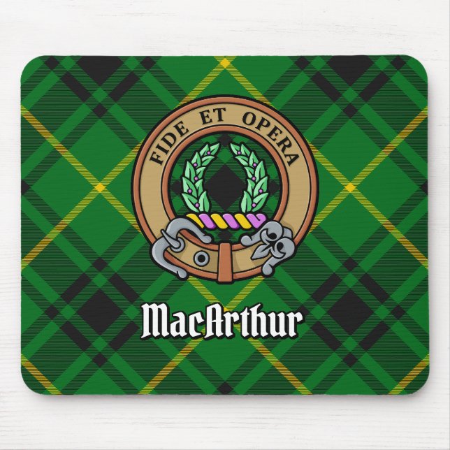 Alfombrilla De Ratón Clan MacArthur Escudo sobre Tartán (Frente)